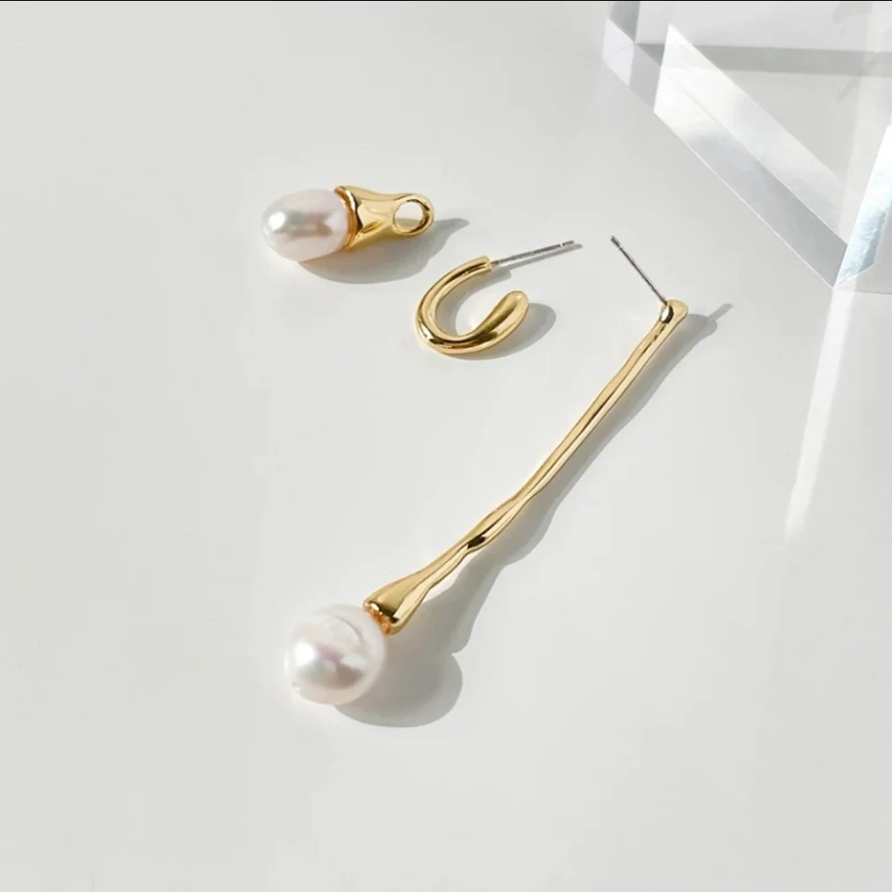 Irregular Pearl Drop Earrings - Picture 2 of 4